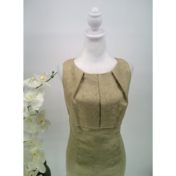 Ronni Nicole Gold Rose Metallic Print Sleeveless Knee Length Sheath Dress Sz 12 - Picture 2 of 9